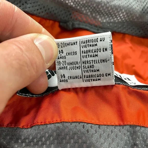 Columbia Omni Shield Windbreaker Jacket Youth 18/20 Orange Gray Hoodie Full Zip